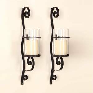 Premium Curved Iron Metal Wall Mounted <b>Candle</b> Stand <b>Hurricane</b> Glass Jar Sconce Modern Fish Shape Home Wedding Fireplace - Product Image 2