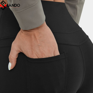 Pantalones de Yoga de cintura media de talla XL al por mayor, mallas ligeras de compresión de secado rápido para entrenamiento en el gimnasio, color sólido personalizado - Product Image 5