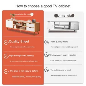 Modern Simple <strong>Tall</strong> <strong>TV</strong> <strong>Cabinet</strong> for Small Apartments Classic Wooden Panel Home <strong>TV</strong> Stand in Bedroom &amp; Living Room Made From Plywood - Product Image 3