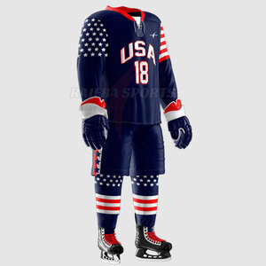 Maillot de hockey sur glace personnalisé 100 % polyester pour adulte, ensemble uniforme avec nom d'équipe, logo personnalisé de haute qualité, vêtements de sport sur mesure - Product Image 2