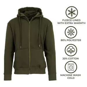 Unisex Zipper French Terry Oversize Hoodie High Quality Cotton <b>Thick</b> <b>Fleece</b> Drop Shoulder Plain Blank Custom Men's Winter - Product Image 2