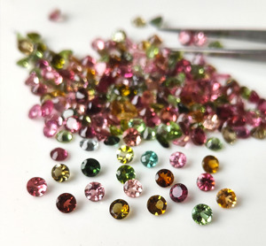 Turmalina Multicolor Natural de 1.25mm-8mm, Corte Redondo Facetado, Gema Suelta con Juego de Color/Fuego para Joyería - Product Image 2