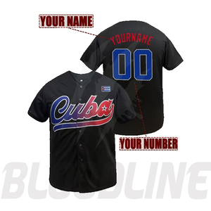 Maillot de baseball Cuba personnalisé avec nom et numéro, blanc, rouge, bleu, pour homme adulte, en polyester respirant, service OEM BLOODLINE INTERNATIONAL - Product Image 3