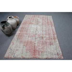 พรมตุรกีวินเทจ ขนาด 4.6x7.4 ฟุต พรมขนสัตว์ลายตารางสีแดง - Product Image 1