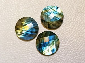 Round Checker Labradorite Cabochon Blue Flash Loose Crystal Gemstones For Pendant Jewelry <b>Craft</b> Stones 20mm Flat Back <b>Gems</b> Pairs - Product Image 3