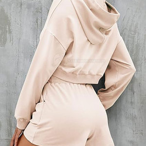 ¡Novedad de 2023! Ropa de gimnasio XL de alta calidad para mujer, conjunto de pantalones cortos con capucha de lana sólida, último estilo de verano, de talla grande, informal y elegante - Product Image 5