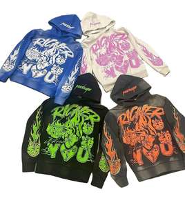 Jersey con capucha Vintage Y2K para hombre teñido al sol lavado DTG letras impresas de gran tamaño para hombre primavera francés Terry sudaderas con capucha - Product Image 5