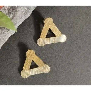 SOUMYA CREATIONS Geometric Gold Plated Alloy Stud Earrings Unisex Vintage Design Party Trendy - Product Image 1