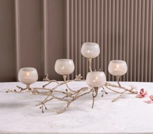 Stunning Multi T Light <b>Candle</b> <b>Holder</b> With Golden Finished Branch Ideal For Living Bedroom Dining And Centerpiece Accent - Product Image 1
