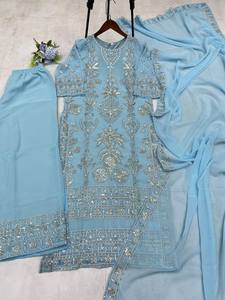 Meilleures ventes Antra Lifestyle Salwar Kameez pakistanais Bollywood avec palazzo assorti en georgette, séchage rapide, toutes saisons, look traditionnel - Product Image 4
