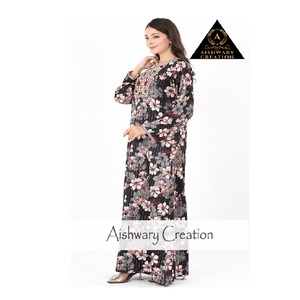 Modest Muslim Women's Long Sleeve Cotton Abaya Dress Comfortable Flowing Fabric Embroidery Detailing <b>Plus</b> <b>Size</b> Daily Wear - Product Image 3