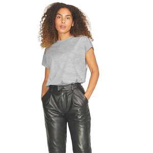 Listo para enviar Mezcla de algodón de alta calidad Boxy recortada en blanco Cuello redondo Camiseta de manga corta Impresión de logotipo personalizado para hombres Mujeres - Product Image 1