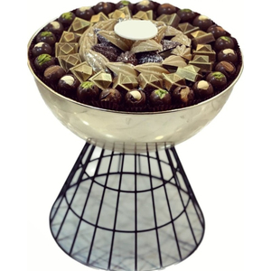 Cuenco de Metal plateado de la mejor calidad, vajilla para el hogar para bodas, cuenco para servidor de dulces con soporte de alambre de Metal negro, cuenco para postres dulces - Product Image 1