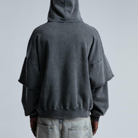 Haute qualité Streetwear à capuche polaire Double couche lavage à l'acide sweats à capuche nouveauté respirant hommes Double couche lavage à l'acide à capuche