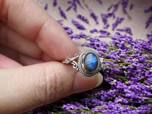 Bague bohème en argent sterling 925, taille personnalisée, faite à la main, ovale, labradorite, pierre précieuse naturelle, cadeau d'anniversaire parfait - Product Image 5