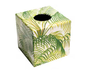 Caja de pañuelos de madera con diseño de hoja verde clásica para sala de estar estilo cuadrado - Product Image 1