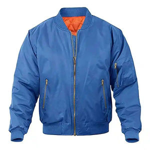 Bomber OEM personnalisé pour hommes blouson d'aviateur en satin avec deux poches latérales et sur les manches blousons d'aviateur en coton et polyester de meilleure qualité pour hommes - Product Image 1