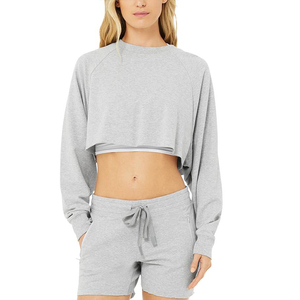 Sudaderas con capucha cortas de algodón para mujer con tela de Jersey transpirable Sudadera con capucha corta con estampado de logotipo personalizado - Product Image 2