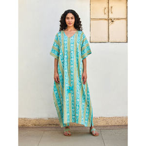 Caftán Maxi Floral de Algodón Mahal para Fiestas - Product Image 2