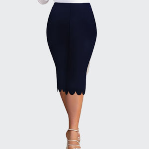 Leggings de yoga taille haute pour femmes, grande taille, couleur unie, bord festonné, respirants, élégants, décontractés, taille élastique - Product Image 2