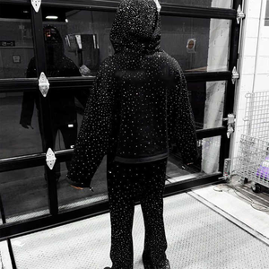 Survêtements homme coupe ajustée en strass Logo personnalisé Survêtements hiver en polaire technique en strass - Product Image 3