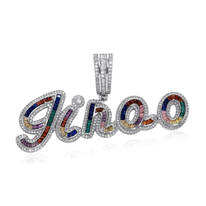 Collar Unisex con Nombre Personalizado en Estilo Cursivo, Plata de Ley con Baño de Oro, Piedra Moissanita, Regalo para Fiestas con Dijes Adicionales - Product Image 6