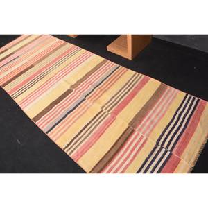 Traditional Red Beige Wool <b>Rug</b> 3.6 X 10.1ft Handmade Turkish Hallway Rectangle Patchwork Design Latex Backing for Living <b>Bedroom</b> - Product Image 4