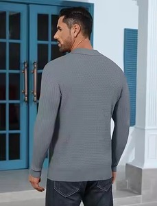 Pull-over à col en tricot côtelé décontracté pour hommes Chemises de golf à manches longues pour pull polo Pull texturé gaufré Variantes de taille - Product Image 3