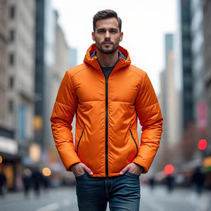 Venta al por mayor Casual Streetwear chaqueta acolchada abrigo hombres acolchado a prueba de viento cremallera con capucha abajo chaqueta de los hombres - Product Image 6