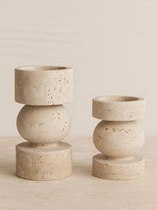 เชิงเทียนเสาหินทราเวอร์ตินที่ทันสมัยดีไซน์มินิมอลที่เรียบง่ายทนทานพื้นผิวธรรมชาติที่สะดวกสบายและหรูหราสำหรับตกแต่งบ้าน - Product Image 6