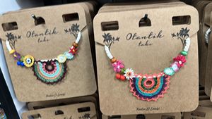 DAFNI BIG PAZAR HANDMADE COTTON SEWING OTHER TYPE FLOWER FOLK ART NECKLACES for MULTIPLE OCCasions - Product Image 5