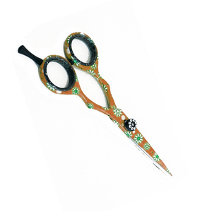 Ciseaux de cheveux de barbier de haute qualité ciseaux de coupe de cheveux en acier inoxydable enduits de papier avec repose-doigt et vis fantaisie - Product Image 5