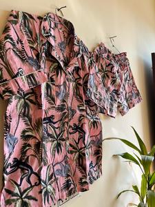 Conjunto de pijama de algodón orgánico rosa para mujer, pantalones cortos transpirables de talla grande, estampado de mono Sexy, ropa de dormir con estampado Digital, ropa suave para el hogar - Product Image 4