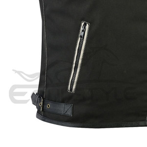 Chaqueta de moto de cuero de grano de vaca de alta calidad, chaleco con cremallera frontal de estilo de cuello redondo personalizable, chaleco personalizado de talla grande para hombre - Product Image 5