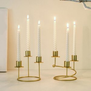 เชิงเทียนที่ไม่ซ้ำกันกับ5แก้วสีทองหรือหลายสีที่กำหนดขนาดสำหรับงานแต่งงานบ้านและการตกแต่งเทศกาล - Product Image 4