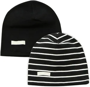 Gorro Unisex Negro de Punto Acrílico, Color Sólido, 56-58CM, Gorro Casual de Invierno para Adultos - Product Image 1