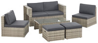 Modern Dış Mekan Yemek Seti PHU LINH PLW-SALOU Temperli 5mm Rattan Masa ve Sandalyeler Karton Ambalaj Vietnam Otel Park Kullanımı