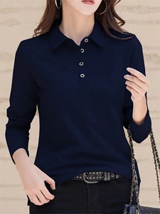 Camisas Polo Personalizadas Nuevas de Manga Larga para Mujer, 100% Algodón, Transpirables, de Verano, Camisas Polo Elegantes de Primera Calidad para Mujer - Product Image 3