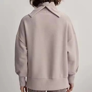 Alta calidad Mujeres Mock Neck Manga larga Fleece Pullover Hoodie Casual Invierno Otoño Frente Logo Posición - Product Image 5