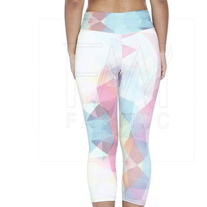 Women's Latest <b>Summer</b> Quick Dry Sports <b>Leggings</b> Breathable Cotton Knitted Mid Hip Lift Custom Pattern Style with Sublimation - Product Image 3