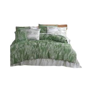 Juego de Funda Nórdica de Lujo King Green de 3 Piezas, Tejido Floral Sólido Transpirable de Poliéster, Disponible en Tamaños Twin y Queen para Cama de Hogar y Boda - Product Image 1
