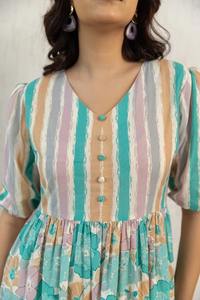 Vestido de algodón con estampado Floral de bloque de mano indio, ropa informal de verano tejida para boda, botón ecológico hecho a mano, nuevo regalo de moda - Product Image 5