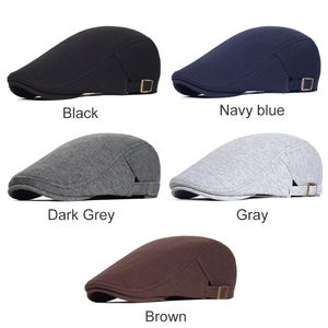 Casquettes de gavroche réglables en coton hommes femmes béret décontracté casquette de lierre plate douce couleur unie conduite cabbie chapeau unisexe noir gris chapeaux - Product Image 1