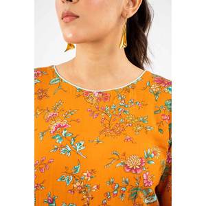 Traje informal naranja de 2 piezas sin coser para mujer, estilo Karandi, con diseño estampado - Product Image 1