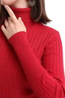 Suéter de Punto de Manga Larga para Mujer, Cuello Alto, Estilo Informal para Oficina, Suéter de Punto Cómodo, Venta al por Mayor