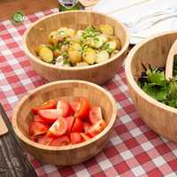 Ensemble de 3 bols à salade en bambou et ustensiles à salade Vaisselle naturelle Décoration écologique Vente en gros Produits vietnamiens