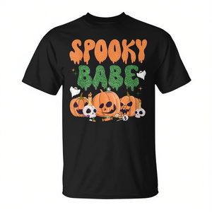 Camiseta de Halloween Spooky Babe, Unisex, Cuello Redondo, Manga Corta, Impresión Digital, Actividades Promocionales, Talla Adulto - Product Image 2