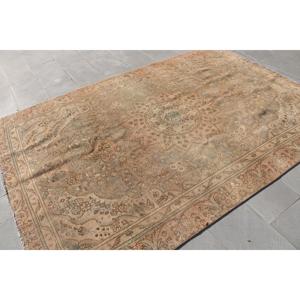 Vintage Turkish Large Rug 5.9x8.6 ft, <b>Brown</b> Pink Southwestern <b>Wool</b> Rug - Product Image 4