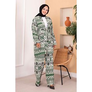Hijab de viscosa con estampado étnico, conjunto de 2 piezas verde para mujer - Product Image 2