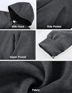 Sweat-shirts décontractés pour hommes en polyester/coton polaire, couleur unie, coupe régulière avec poche, séchage rapide, respirant, écologique - Product Image 4